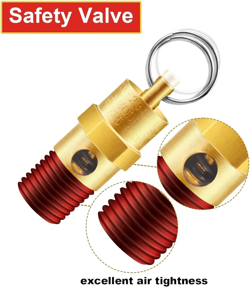 TOPGO 2 Pieces 1/4'' Male 175 PSI NPT Air Compressor Pressure Relief Valve Brass Safety Valve Air Compressor Check Valve - Image 2